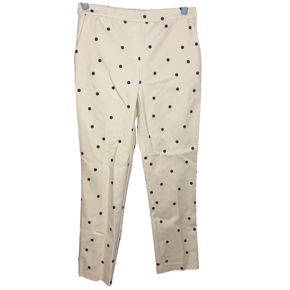 Rachel Zoe High Rise Slim Leg Cropped Pants Ivory with Black Polka Dots Size 2 - Picture 1 of 9